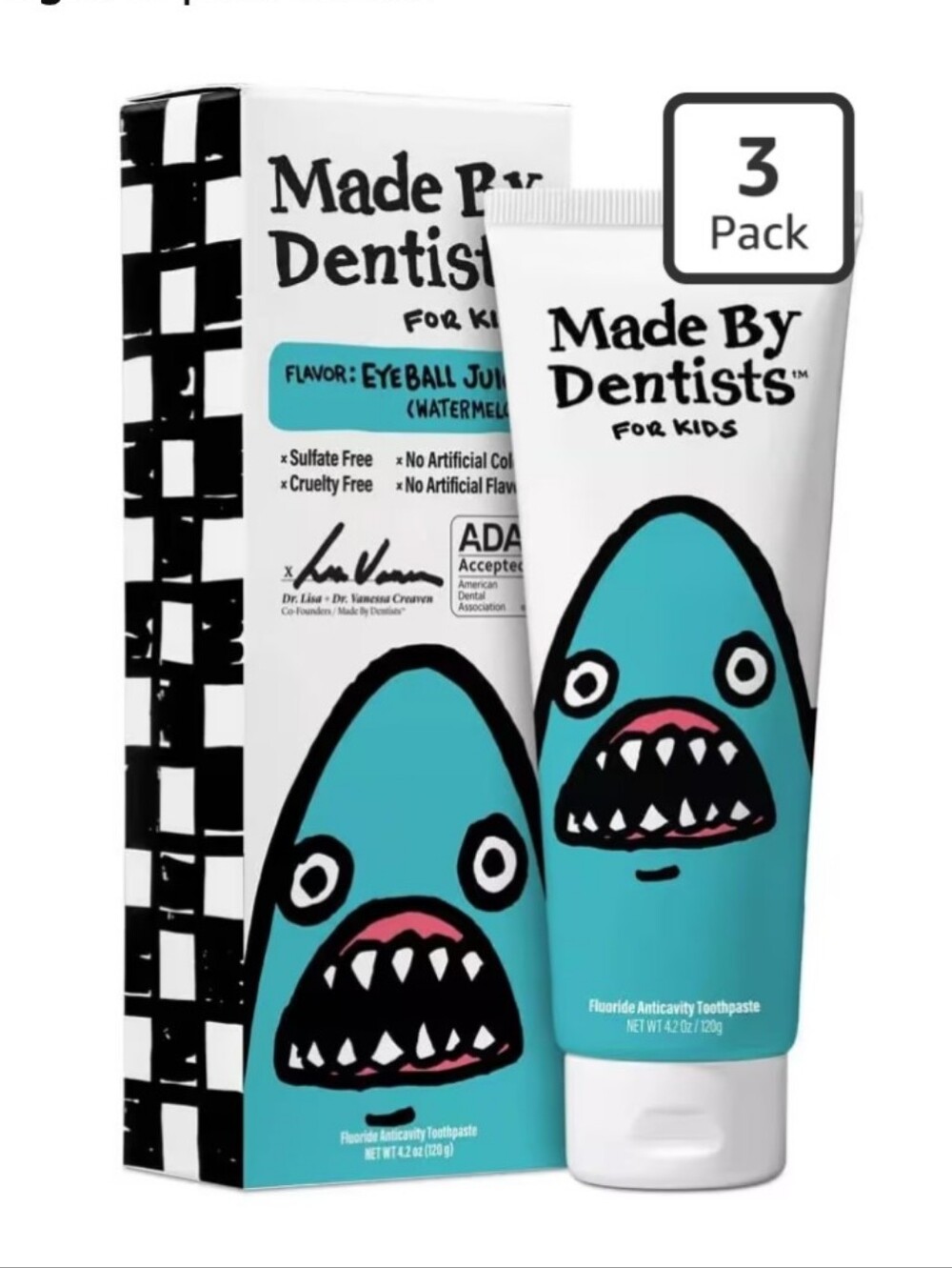 Made By Dentists Kids Toothpaste (Eyeball Juice Watermelon) - 3 Pack